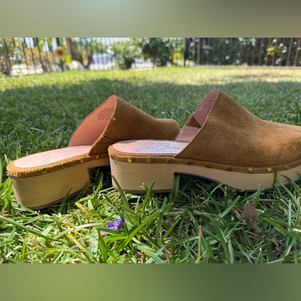 J. Crew Mules Dakota Suede Wood Sole Clogs Slip On Style Womens size 9.5 - Picture 3 of 9